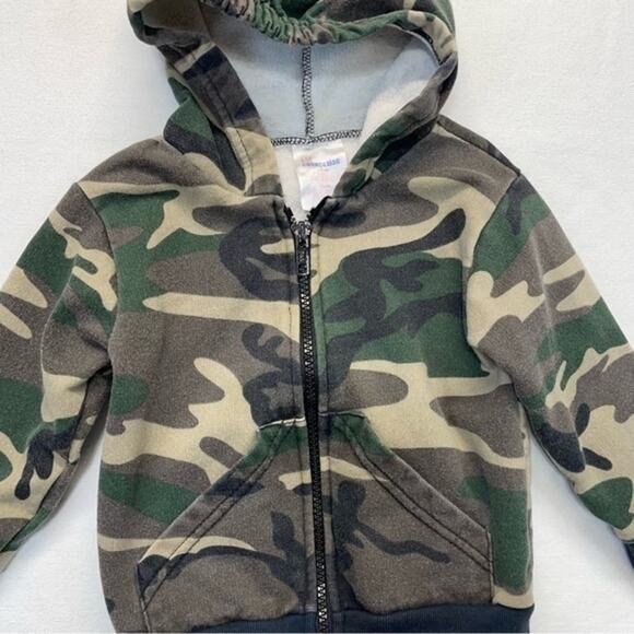 Camouflage Full Zip Hoodie Sweatshirt Jacket green camo baby Size 18 Months - Picture 3 of 6